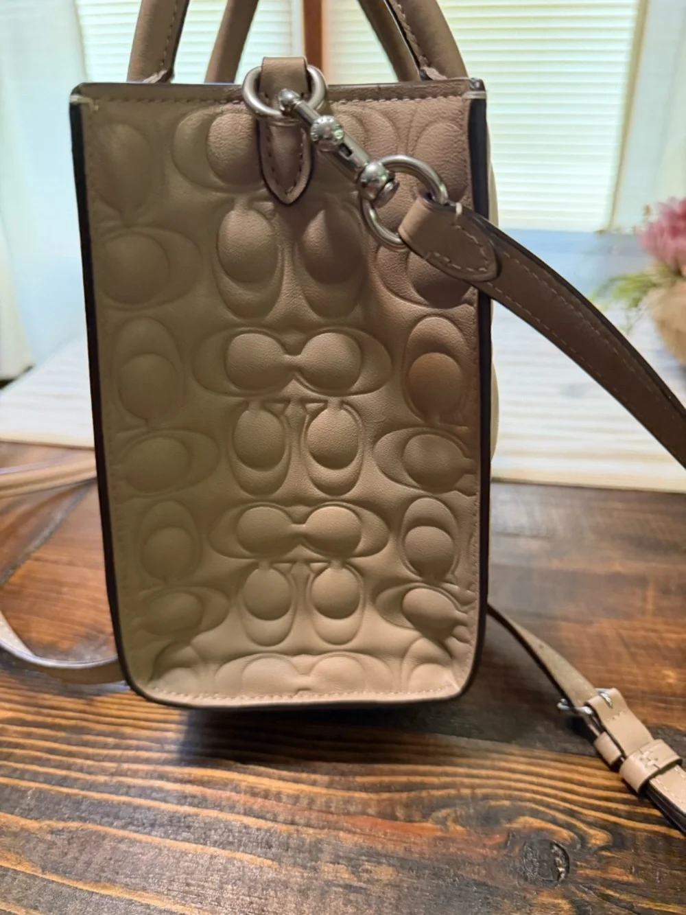 Coach Maggie Signature Small Tote Bag and Matching Wallet: Chalk & Tan